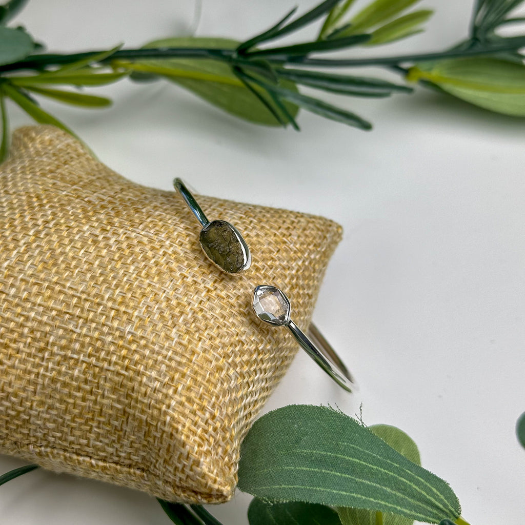 Moldavite and Herkimer Diamond Bracelet