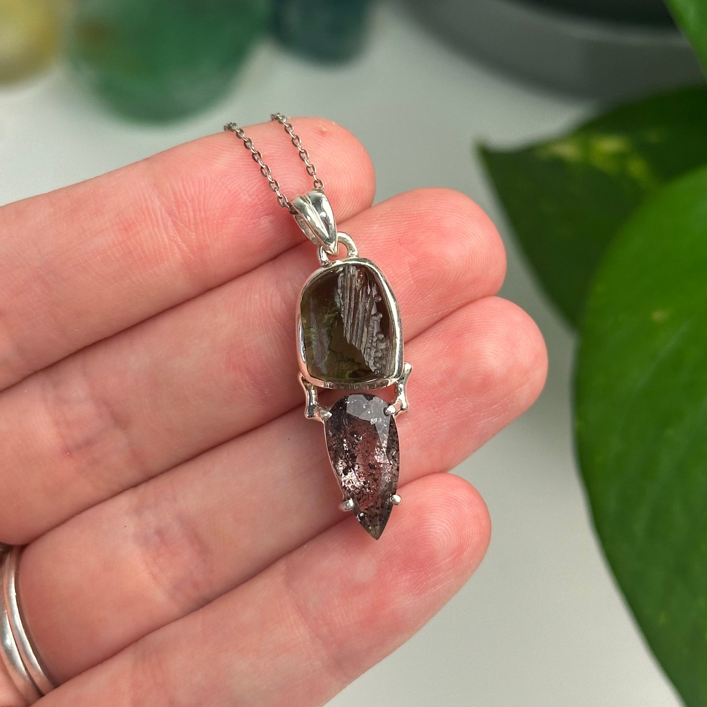 Super 7 And Moldavite Pendant Style A