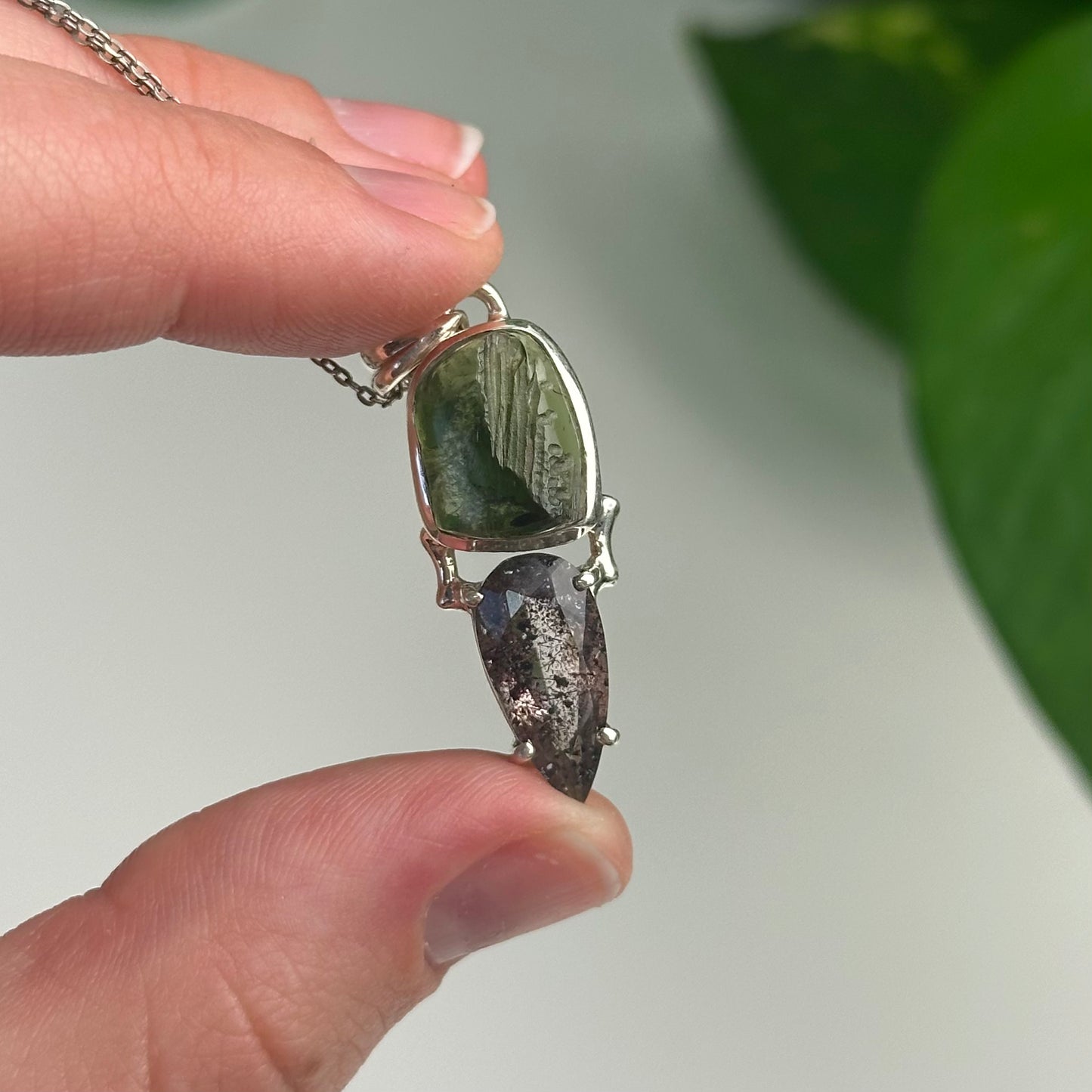 Super 7 And Moldavite Pendant Style A