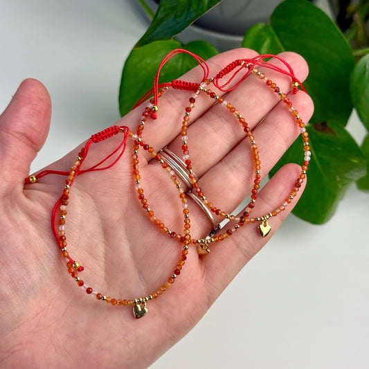 Adjustable Faceted Carnelian Bracelet