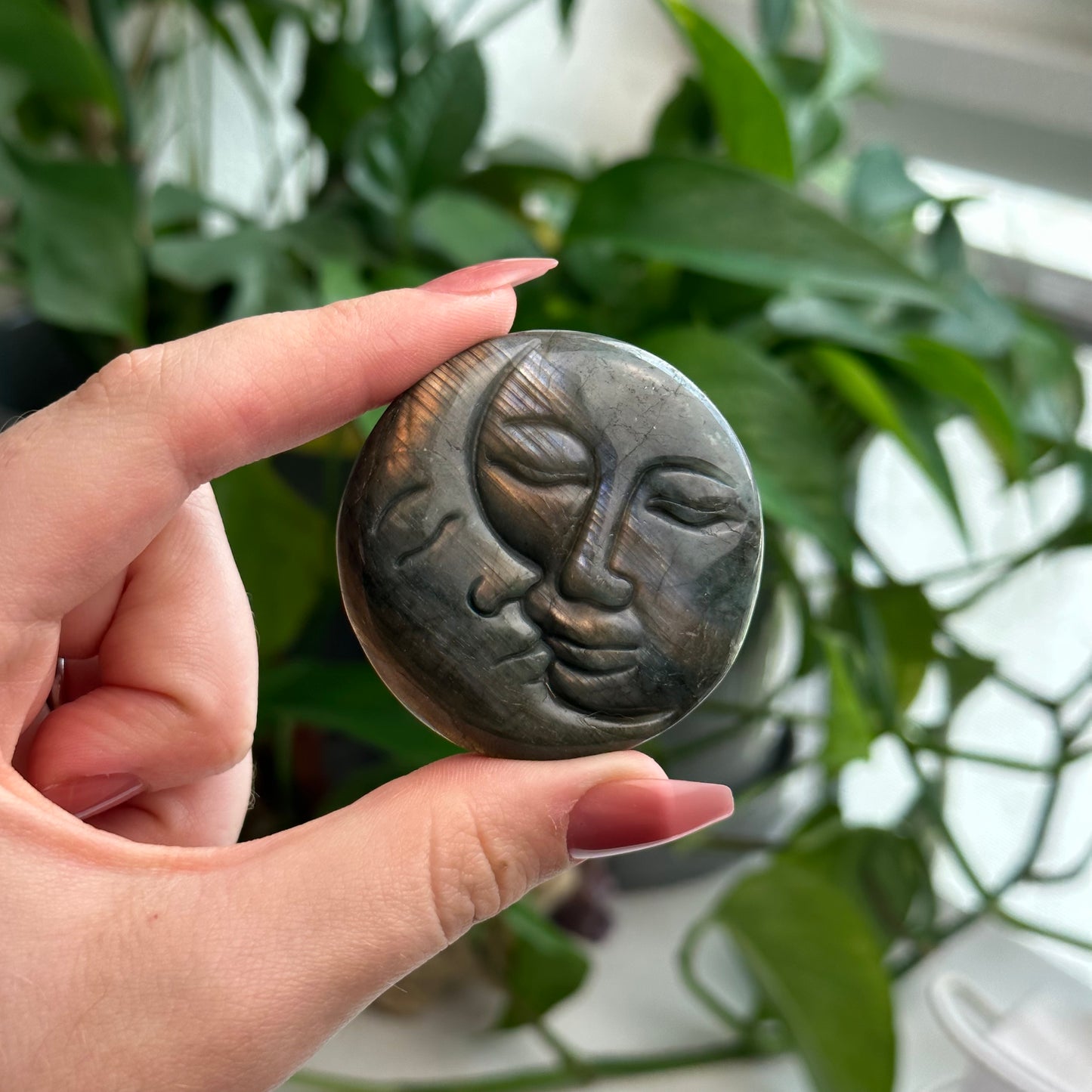 Labradorite Sun & Moon Carvings