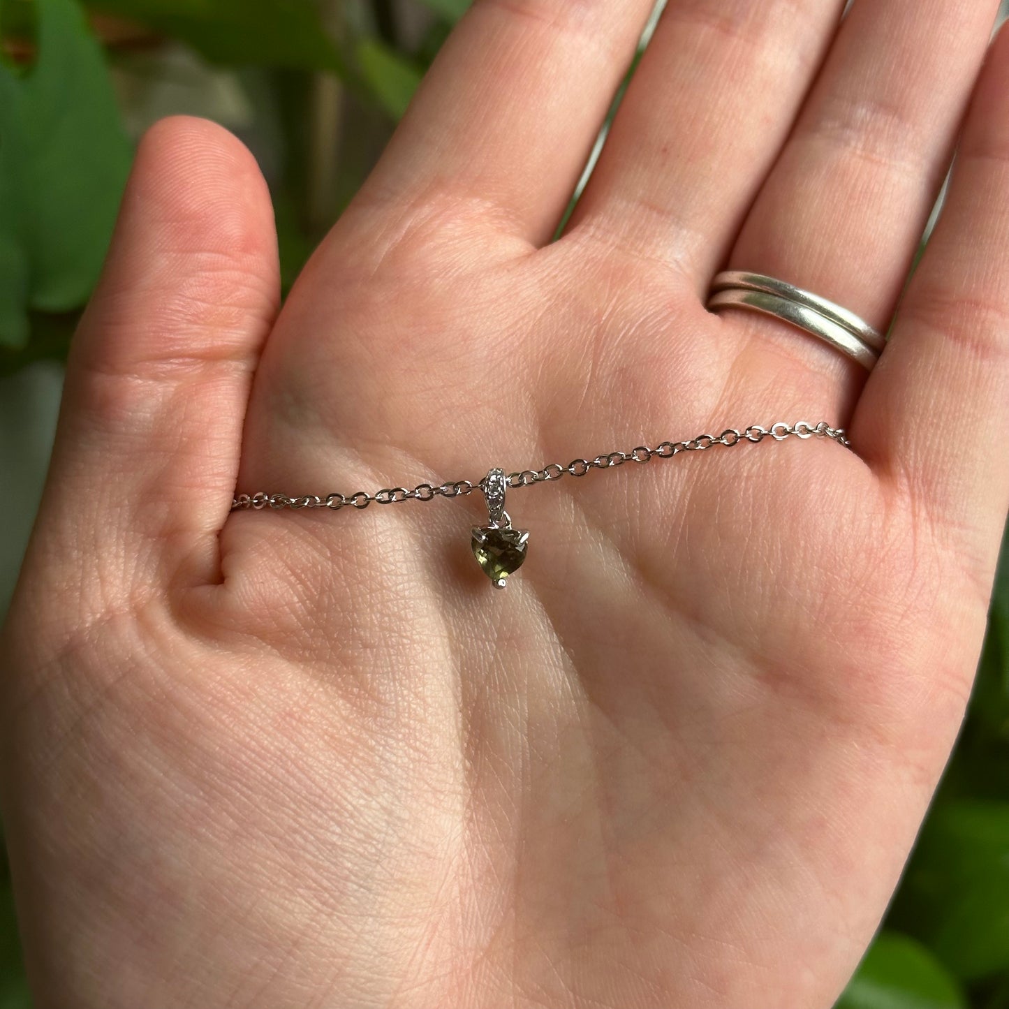 Faceted Moldavite Heart Pendant