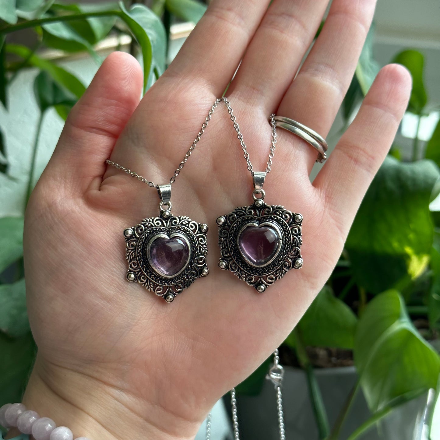 Amethyst Heart Necklaces