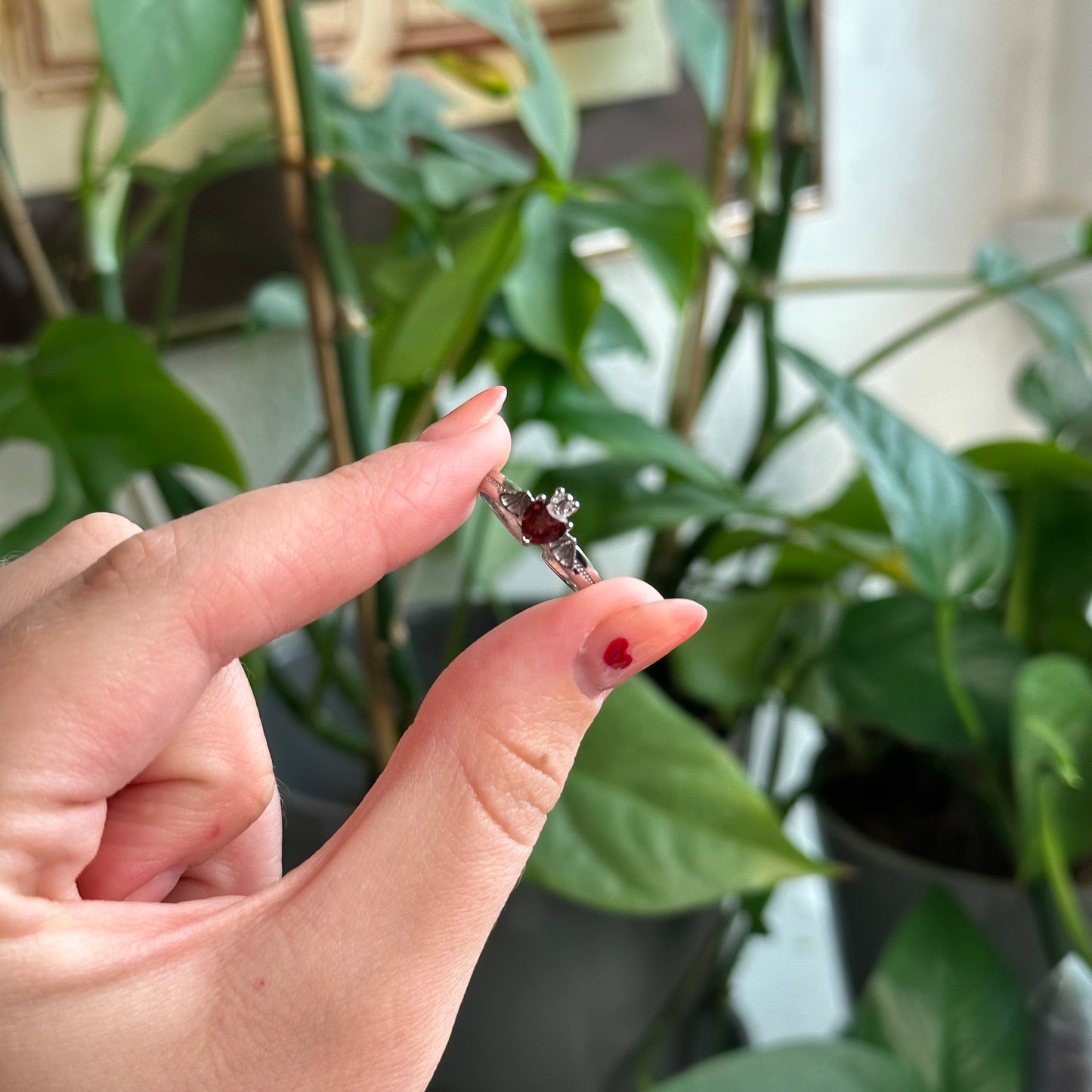 Adjustable Garnet Bat Rings