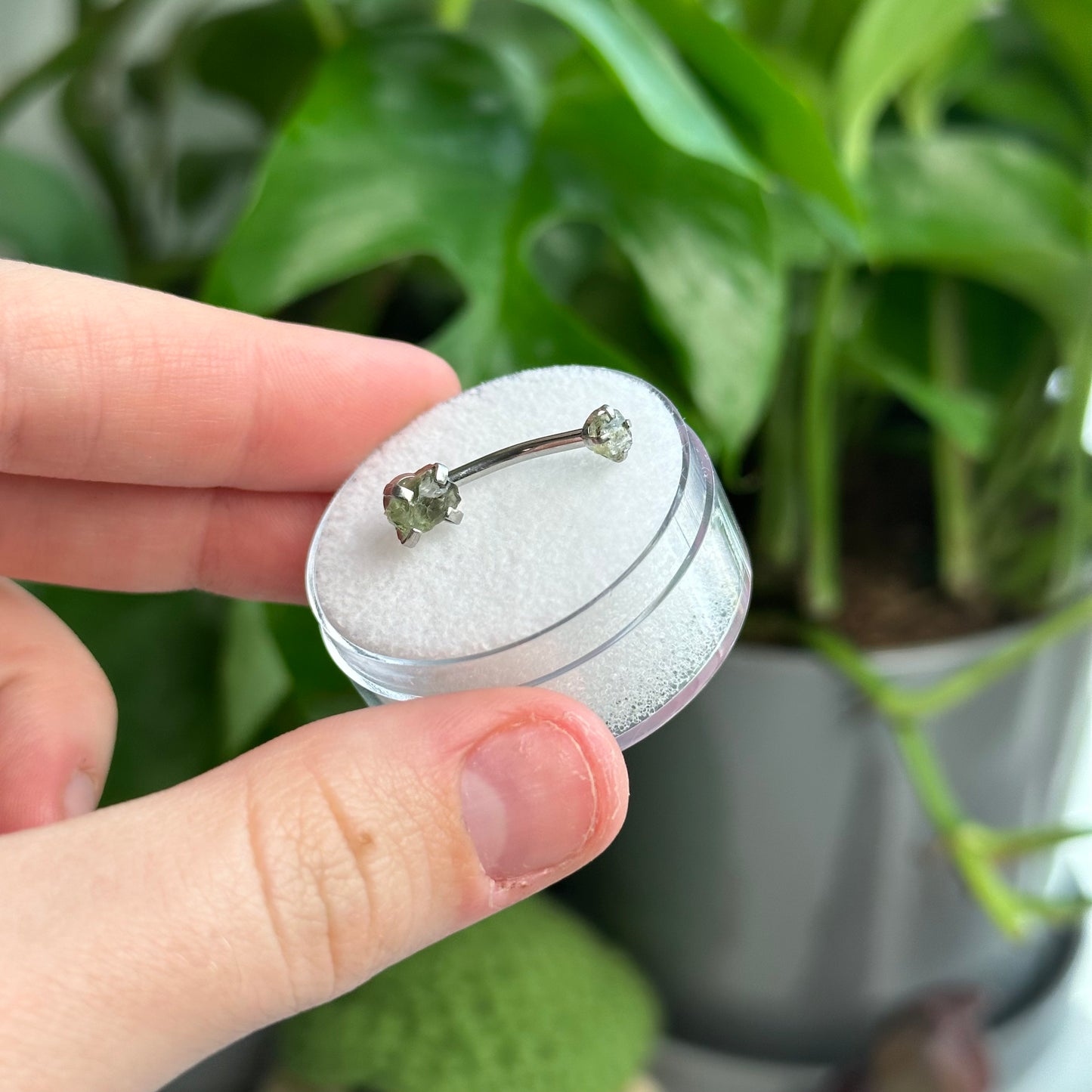 Moldavite belly button ring deals