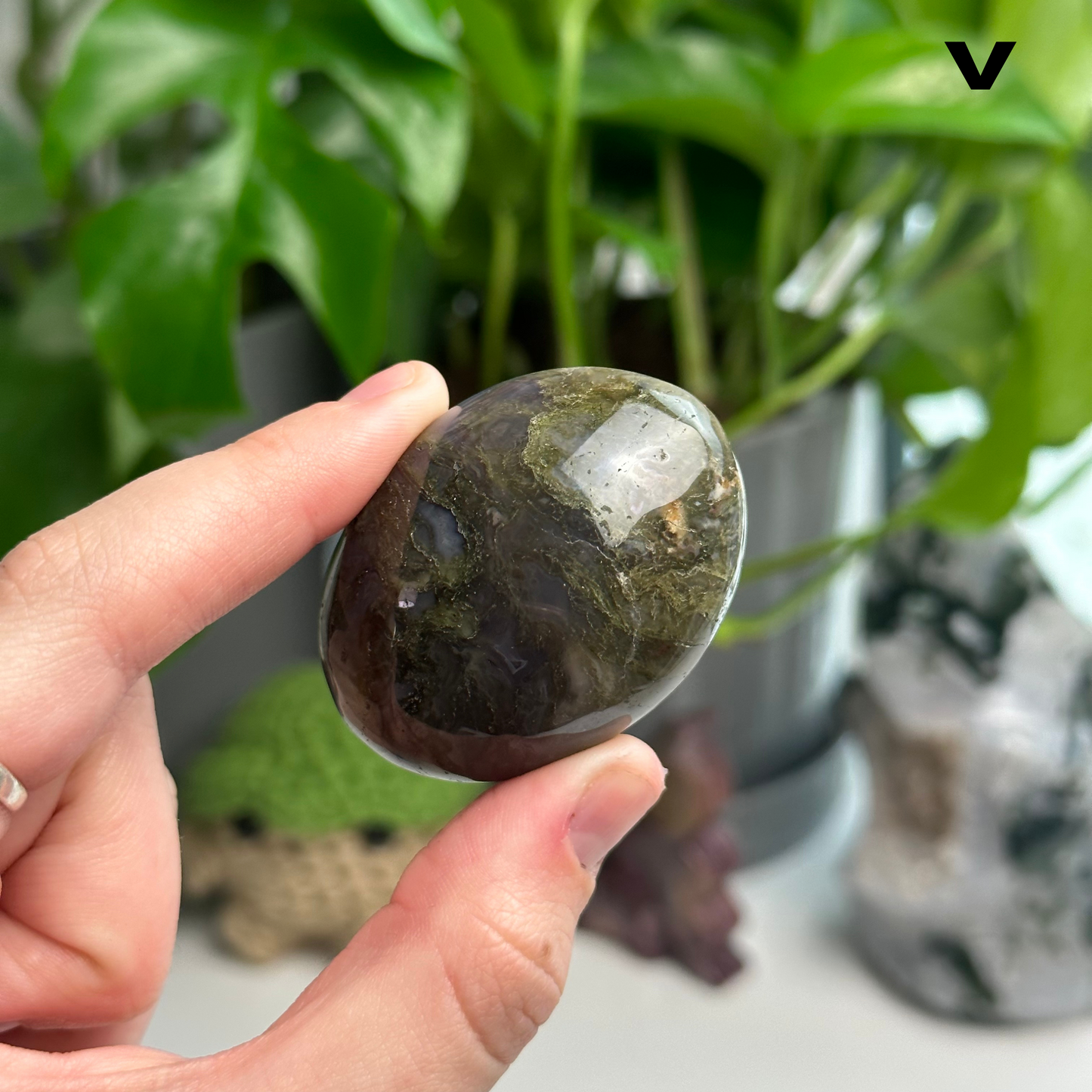 Moss Agate Palmstones