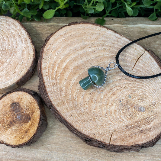 Moss Agate Mushroom Necklace