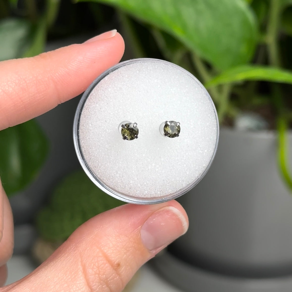 Faceted Moldavite Earrings