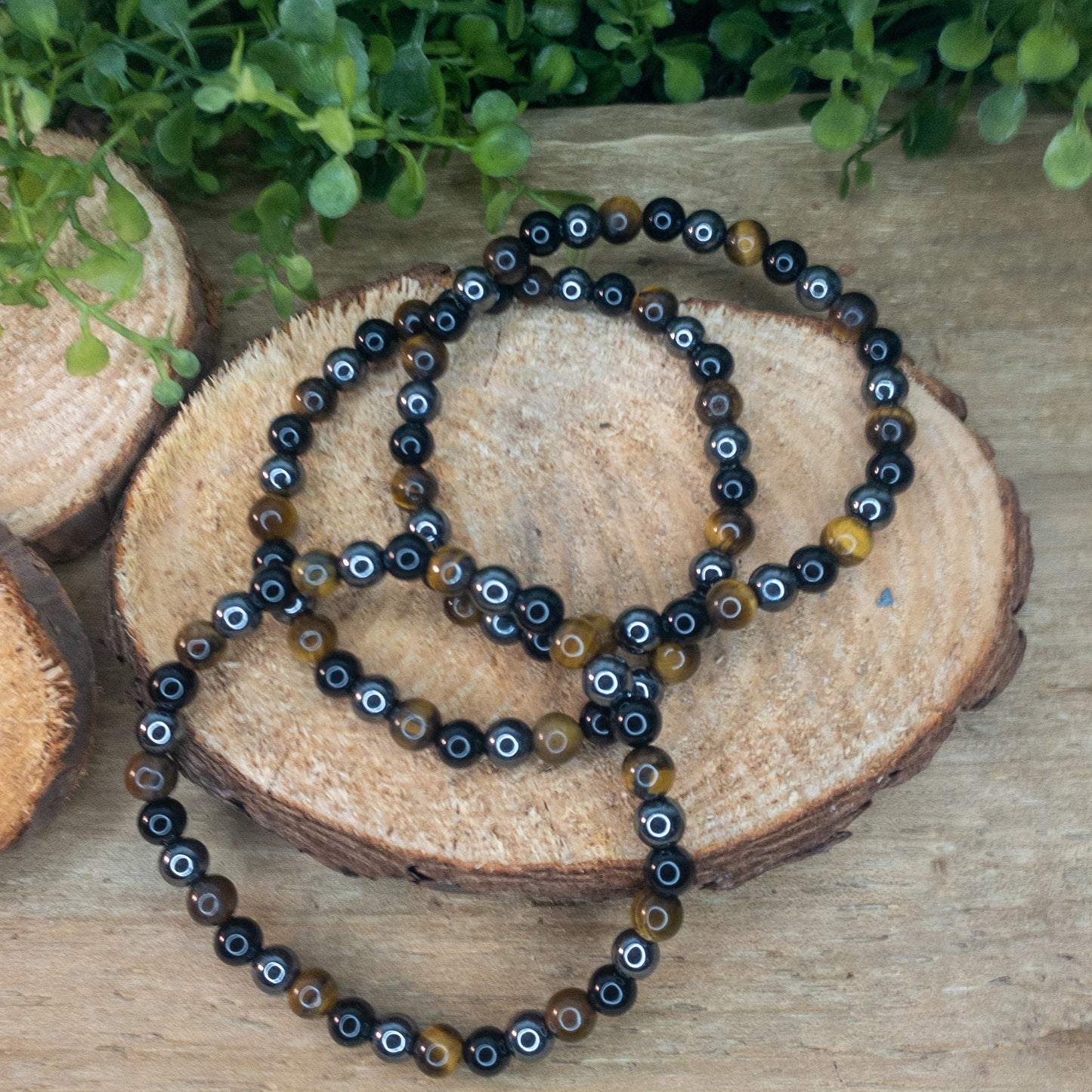 Tigers eye Hematite and Black Onyx Bracelet