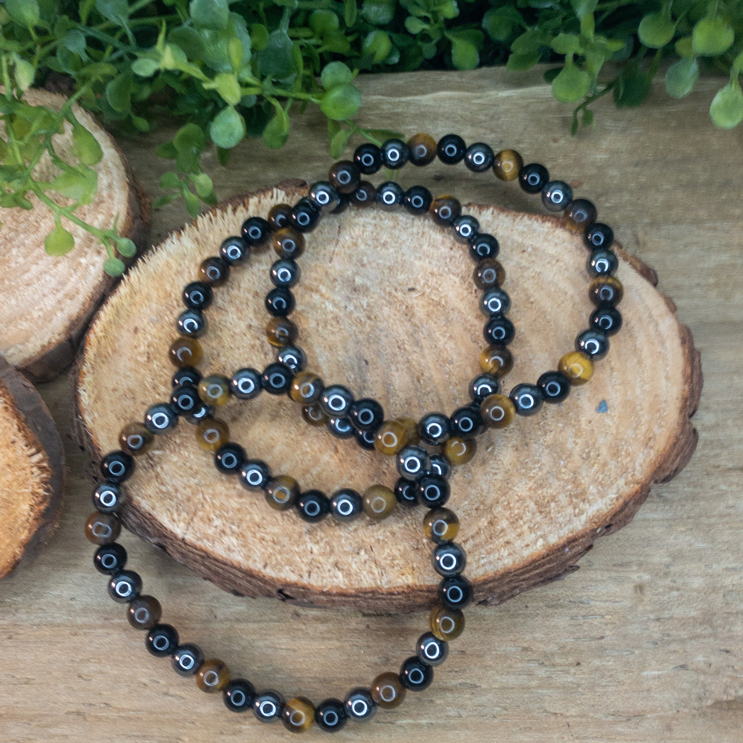 Tigers eye Hematite and Black Onyx Bracelet
